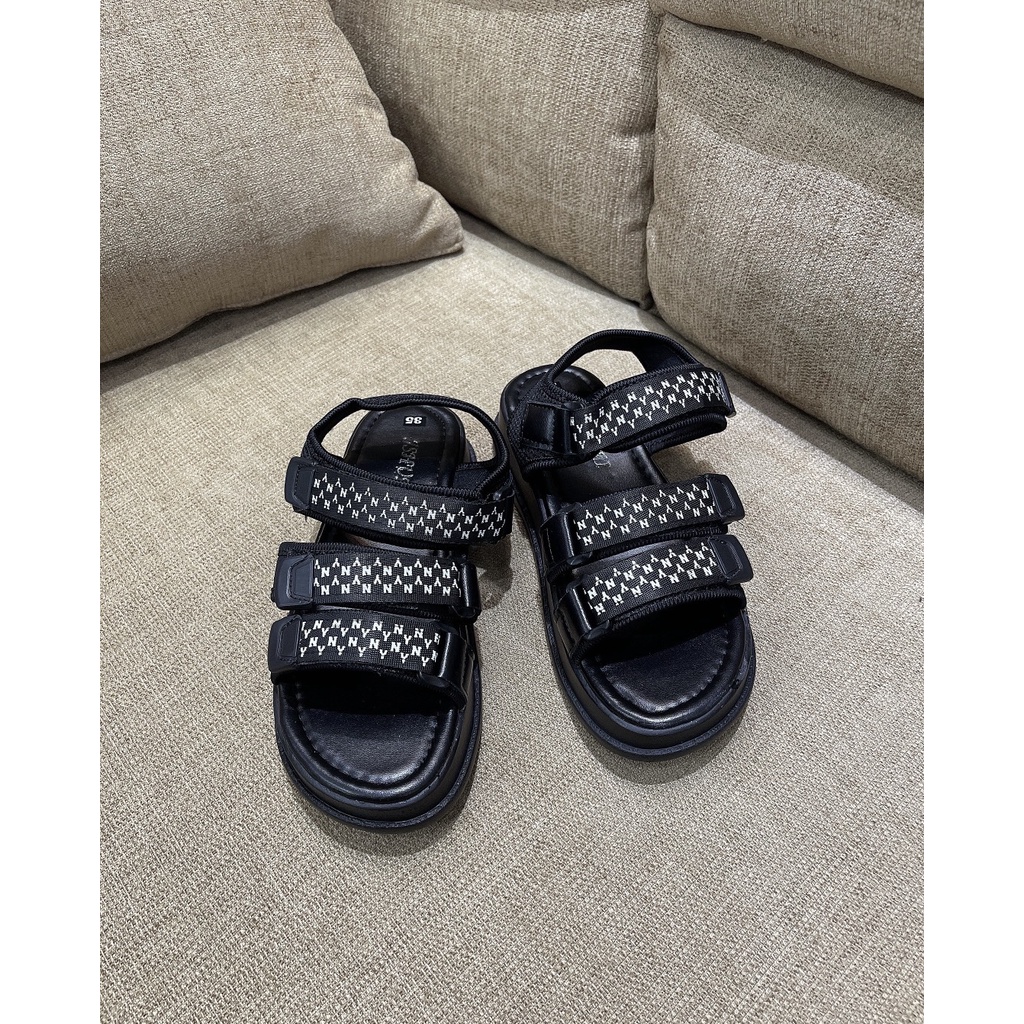 Sandal học sinh da mịn pha vải dù đế cao - 3P