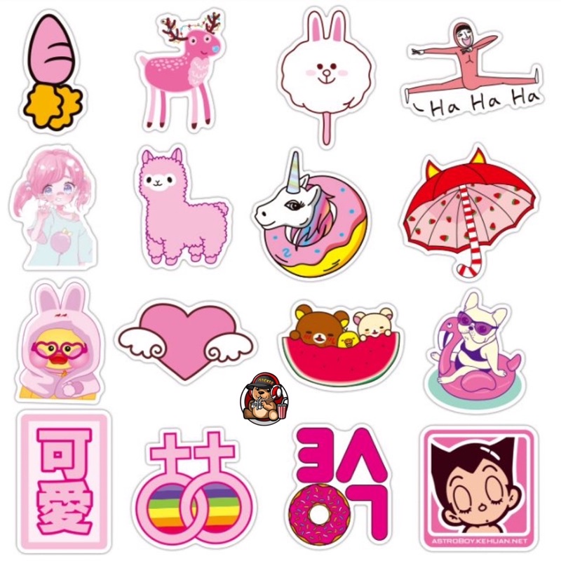 Sticker VSCO Hồng 04 siêu dễ thương chống thấm nước dán mũ nón bảo hiểm, điện thoại, laptop