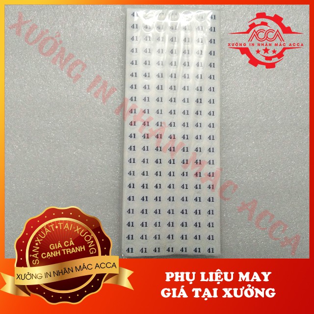 TEM DECAL SIZE SỐ QUẦN ÁO GIẦY DÉP  SỐ TỪ 1 ĐẾN 42 .DECAL SỐ TỪ XS ĐẾN 3XL