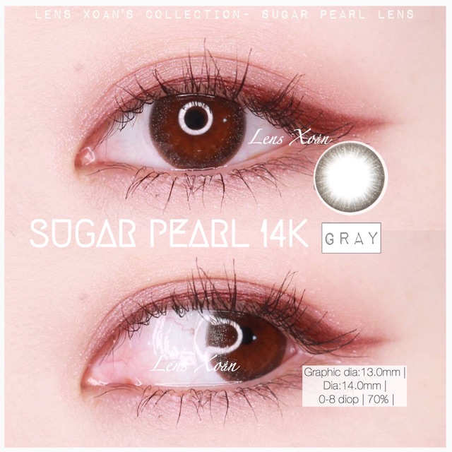 ÁP TRÒNG SUGAR PEARL 14K GRAY- LENS ME ( LENS XOẮN)