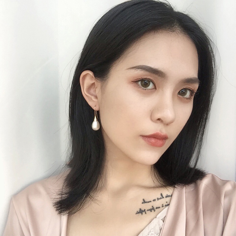 Bông Tai Bạc 925 Hình Giọt Nước Đính Ngọc Trai Phong Cách Hàn Quốc Thời Trang Cho Nữ