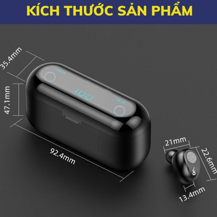 Tai nghe bluetooth AMOI F9 TWS 5.0 bản nâng cấp 2022 cảm ứng chống nước IPX7, tích hợp sạc dự phòn2000mAh