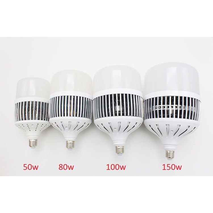 Bóng đèn Led Bulb 50w, 80w, 100w, 150w đui E27, tản nhiệt NHÔM, ánh sáng trắng, dùng cho chụp ảnh, quay phim, live strea