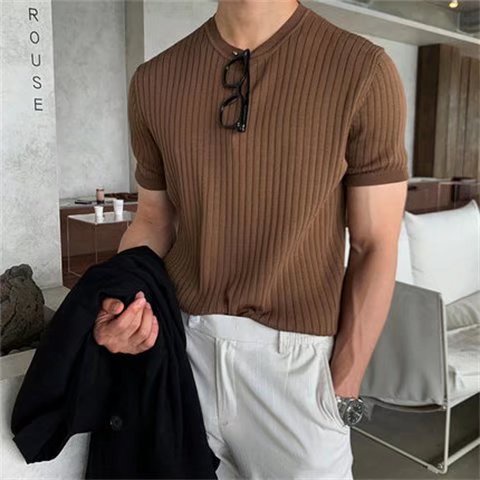 Áo Thun Nam Tay Ngắn Cổ Chữ V Phong Cách Hàn Quốc