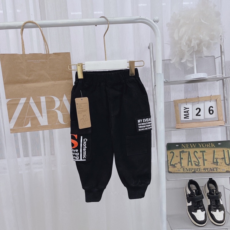 (jean baby)Quần kaki jogger túi hộp bo gấu cho bé (8-20kg)