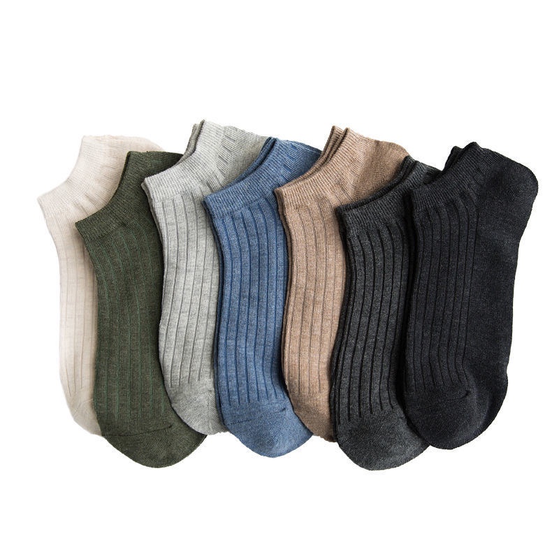 Hàng cao cấp Vớ Cotton thấm hút mồ hôi miệng nông miệng nông kẻ sọc màu trơn phong cách Nhật Bản dễ thương T034