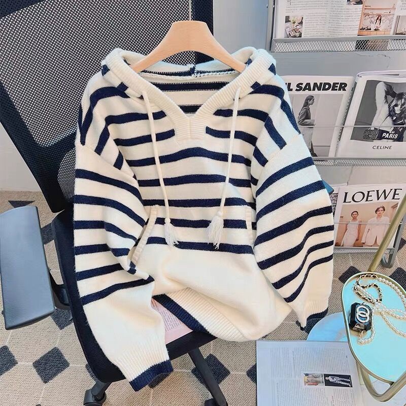 Áo Hoodie Dệt Kim Mềm Dáng Rộng Thời Trang Xuân Thu Cho Nữ