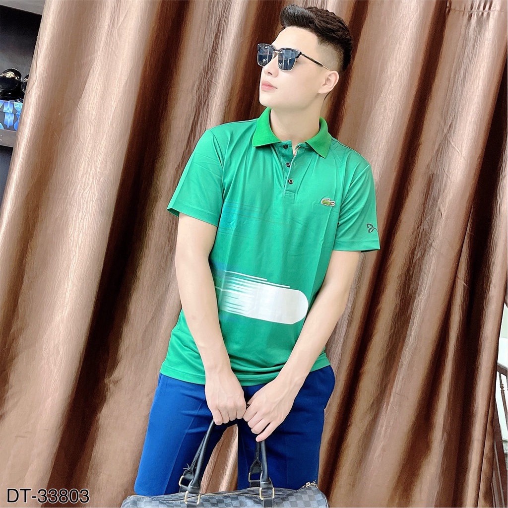 Bộ Hè Nam Cổ Bẻ . Đồ Bộ Thể Thao Hè Lacoste Kẻ Sơn Ngang Bụng Chất Liệu Vải Gai Co giãn Cao Cấp Hàng QC DT STORE
