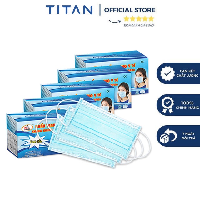 [FAMAPRO CÔ GÁI - COMBO 5 HỘP] Khẩu trang y tế 4 lớp kháng khuẩn FAMAPRO (50 cái / Hộp)