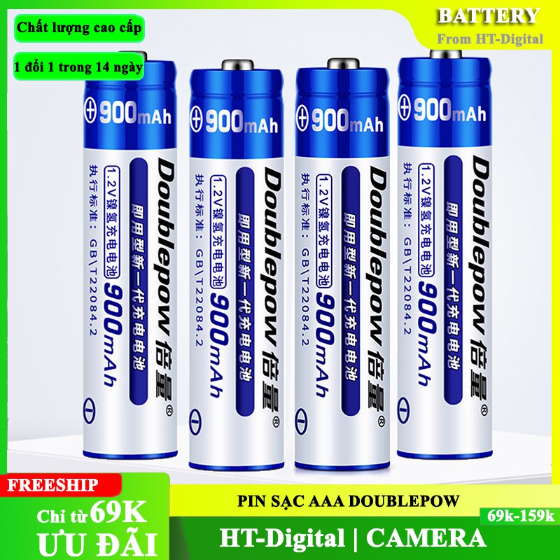 Bộ 4 Pin Sạc AAA 900mAh Doublepow - Pin Tiểu Sạc AAA