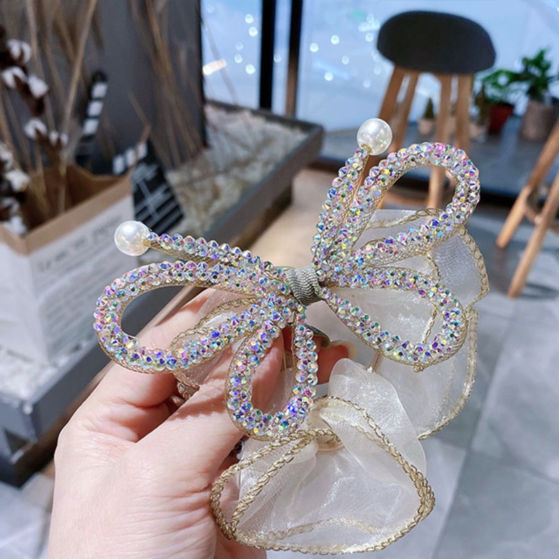 Dây Buộc Tóc Vải Tuyn Mềm Co Giãn Đính Đá Dễ Thương Cho Bé Gái Giá Đỡ