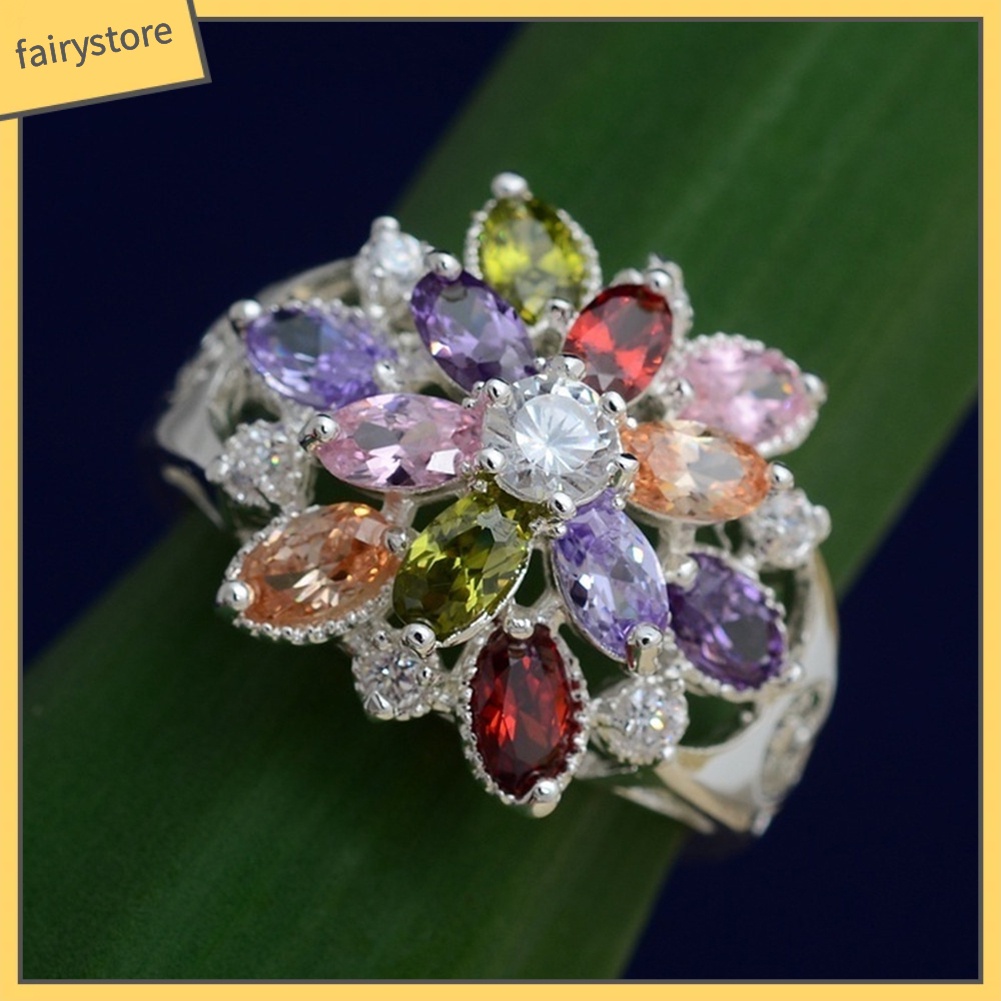 Nhẫn Đính Hôn Đính Đá Nhân Tạo Nhiều Màu Dành Cho Nữ