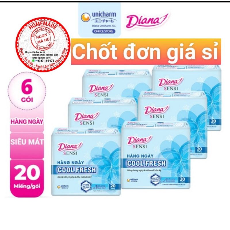 Băng vệ sinh Diana hàng ngày Sensi Cool Fresh gói 20 miếng