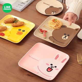 Đĩa line friends vuông, chữ nhật đựng cá, steak, thức ăn, gấu brown, vịt sally, thỏ cony