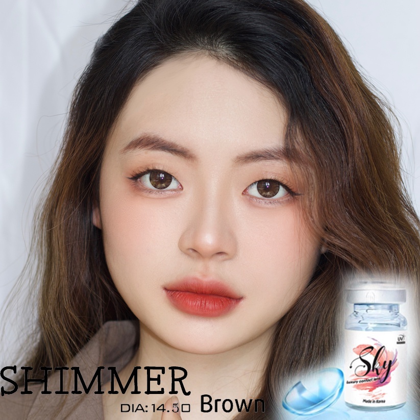 Kính áp tròng Sky Lens -Shimmer Brown 0-6 Độ-Made in Korea Chính Hãng Dia14.00