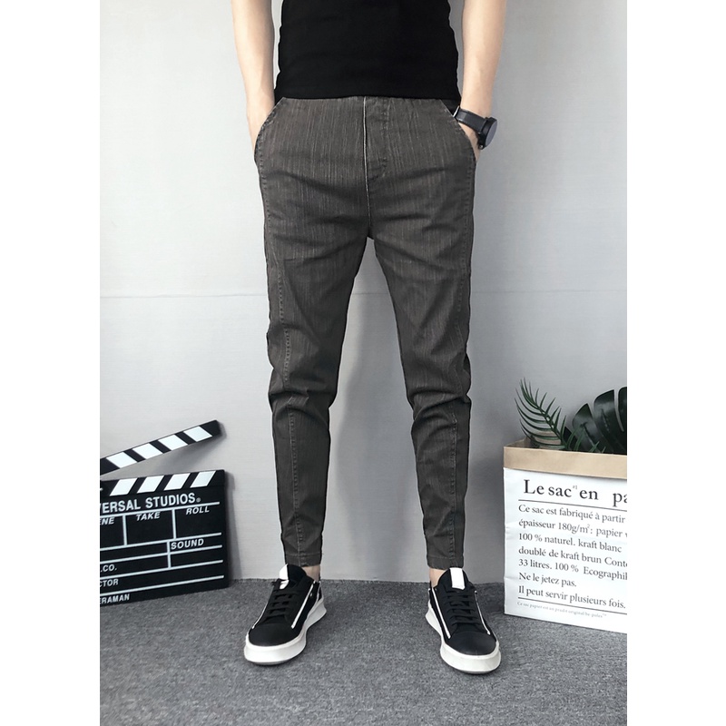Quần Jogger Jean Nam (Màu Ghi) Ống Suông Đứng Chất Vải Jean