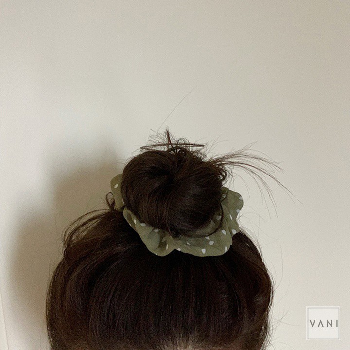 Scrunchies Dây Cột Tóc Vải Chiffon Lụa Mỏng Họa Tiết Chấm Bi Dễ Thương - PKT87 [PKT00087]