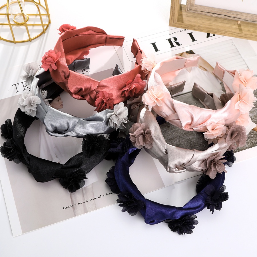 Băng Đô Cài Tóc Bằng Lụa Thắt Nút Họa Tiết Hoa Màu Sắc Thanh Lịch Phong Cách Hàn Quốc Cho Nữ