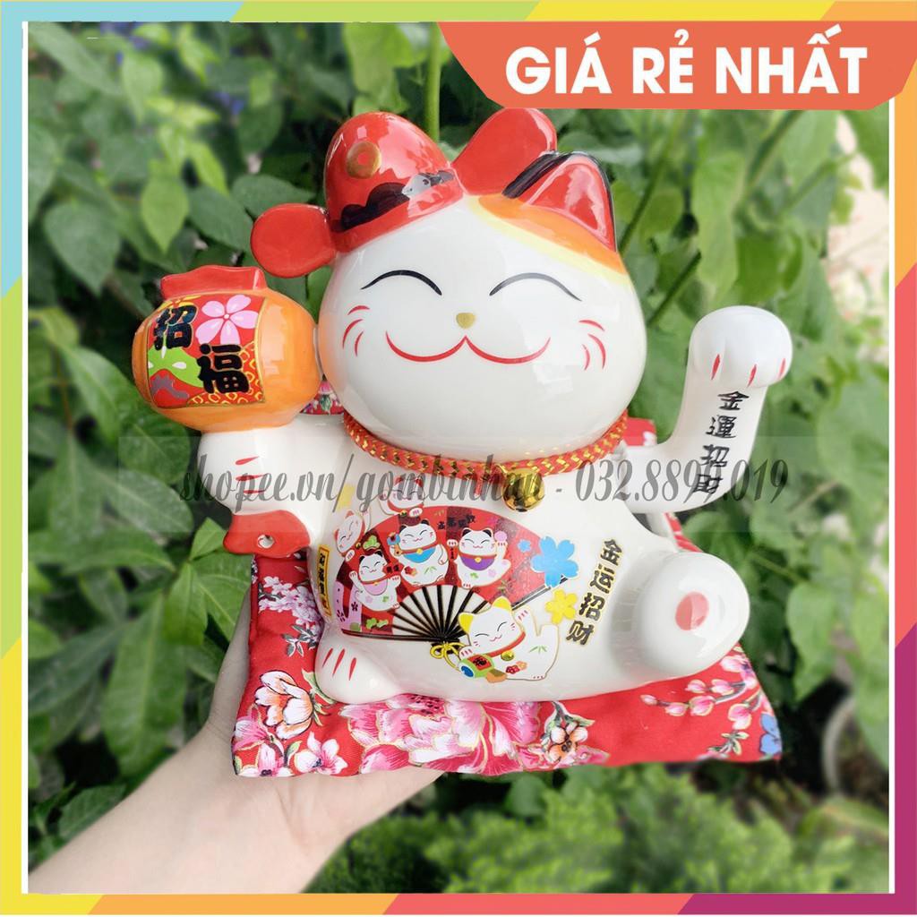 (GIÁ RẺ - SIÊU ĐẸP) Mèo thần tài vẫy tay may mắn mắn chiêu tài mẫu búa khai vận 16cm