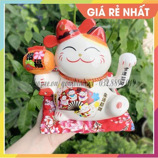 (GIÁ RẺ - SIÊU ĐẸP)  Mèo thần tài vẫy tay may mắn mắn chiêu tài mẫu búa khai vận 16cm
