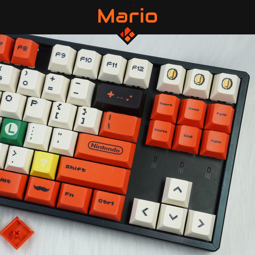 Keycap MARIO ĐỎ Full-box - CHERRY - PBT - Dyesub- 120 nút cho bàn phím cơ (Filco, Leopold, IKBC, Edra, keychron)