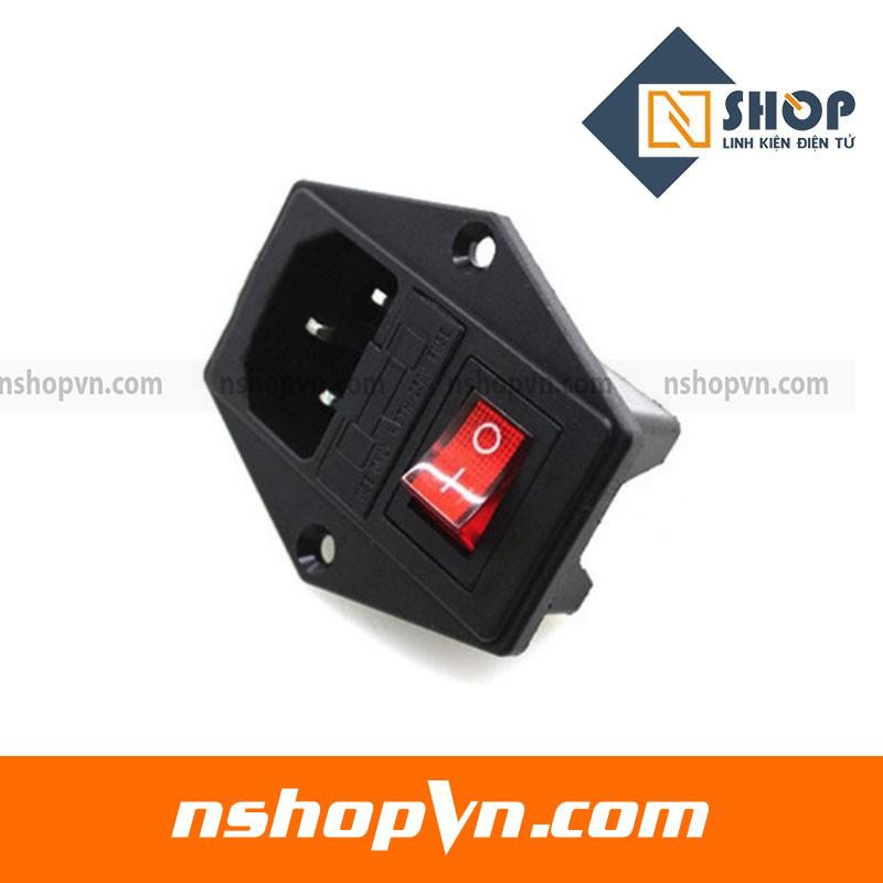 Ổ cắm dây nguồn 220V tích hợp công tắc và cầu chì