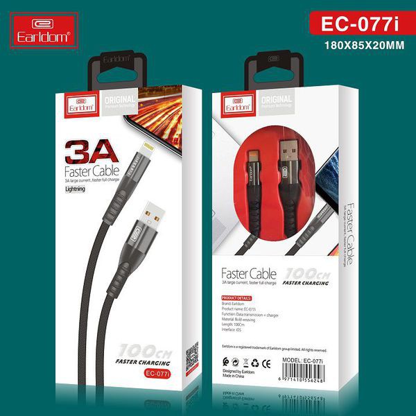Cáp Sạc Dù Lightning Earldom EC-077 ( Sạc Nhanh 3A)