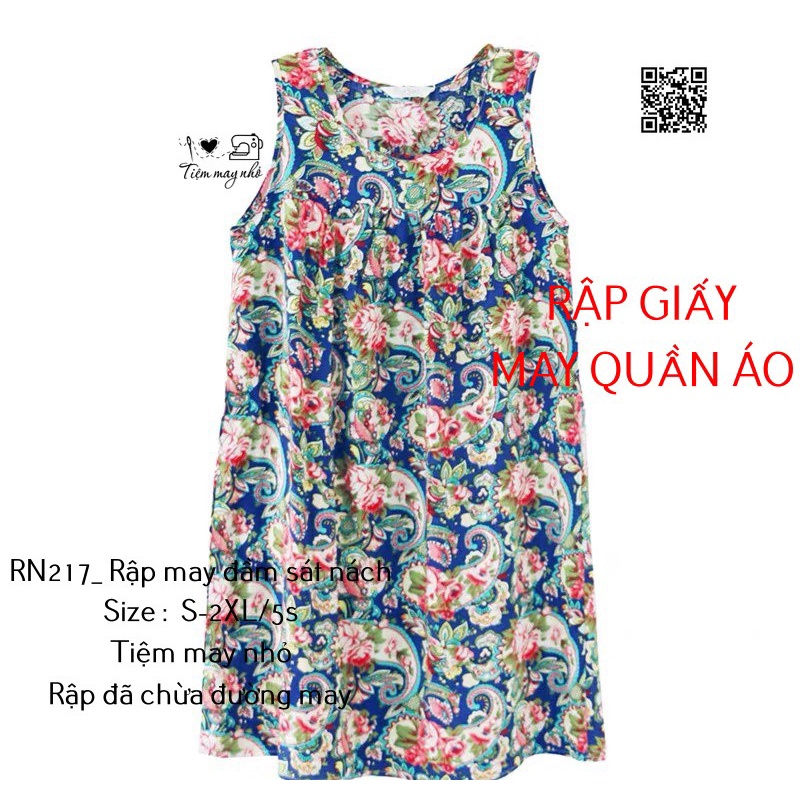 RN217_rập giấy may đầm suông sát nách nữ