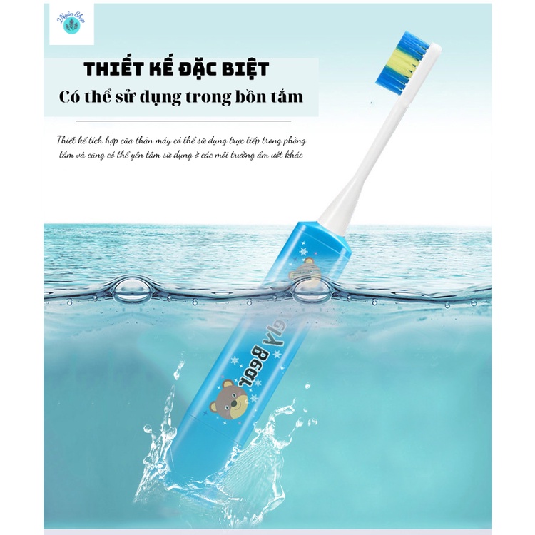 Bàn Chải Đánh Răng Điện Cho Trẻ Em Chế Độ Làm Sạch Sâu An Toàn Với Nướu N2001-2 Ngân shop [Tặng Kèm đầu chải]