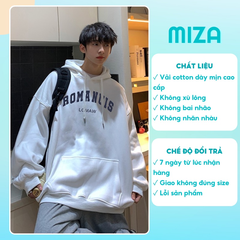 Áo hoodie nam nữ unisex nỉ ngoại form rộng có mũ ulzzang hàn quốc cặp đôi local brand cute zip chống nắng ROMANUIS