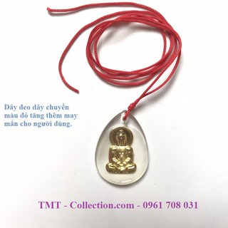 Dây chuyền mặt Phật pha lê kích thước 3,4 x 2,3 x 0,4cm, màu pha lê trong suốt - mã SP001075