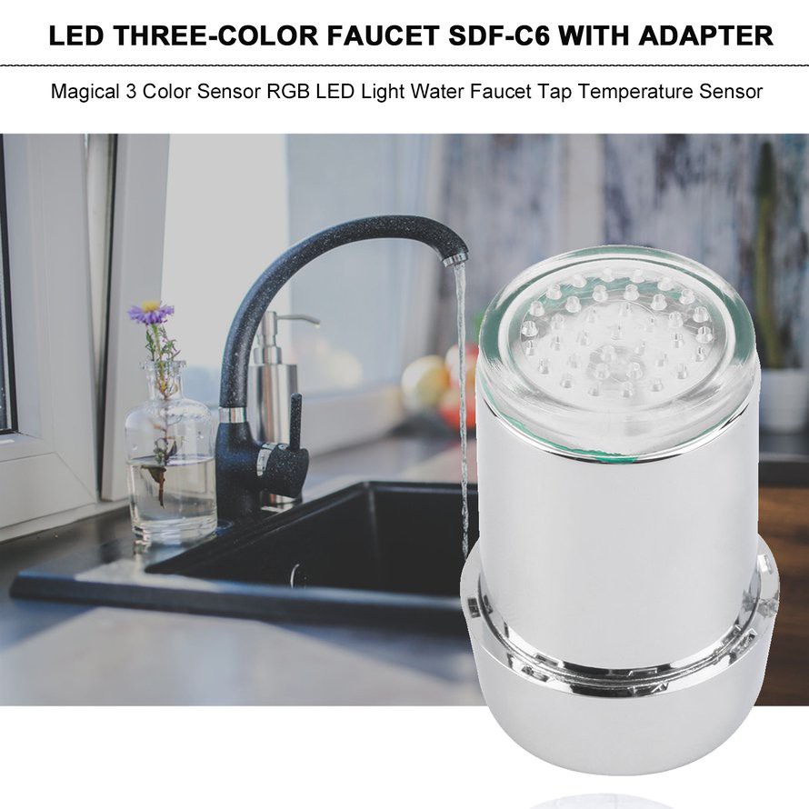 Đầu Vòi Nước Có Đèn Led 3 Màu Thay Đổi Theo Nhiệt Độ