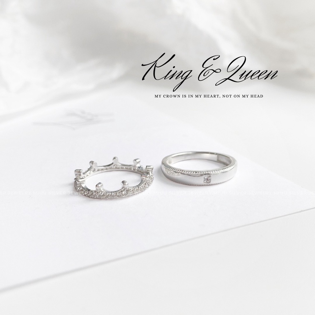 Nhẫn đôi bạc nam nữ Miuu Silver King and Queen