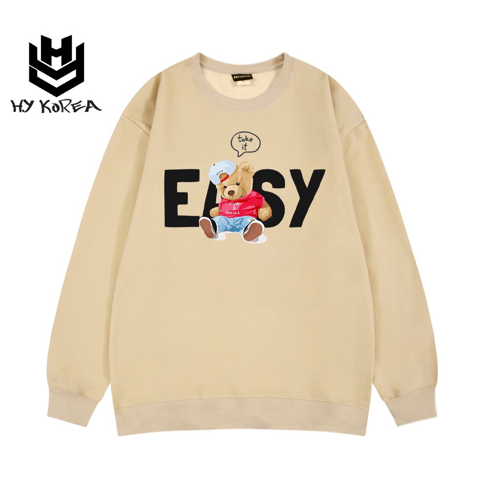 Áo Sweater nữ HY KOREA Chất Nỉ Bông In Hình Gấu Easy 452 Form Rộng