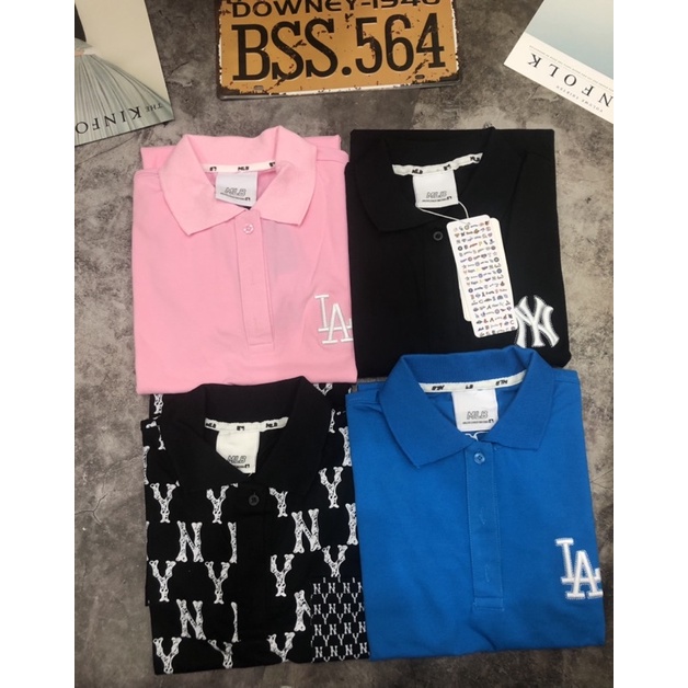 Váy polo cổ trụ logo thêu nổi đen/hồng/xanh