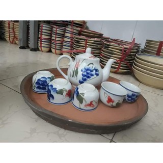 Bộ ấm trà họa tiết nho