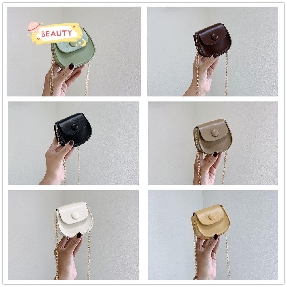 ❈BEAUTY❈ Korean Saddle Bag Round Chain Small Bag Mini Women New Messenger Bags Shoulder Solid/Multicolor