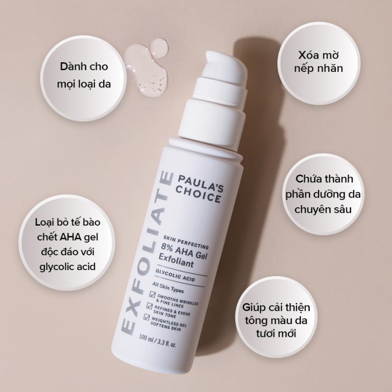 Gel tẩy tế bào chết Paula's Choice làm mềm sáng mịn da Perfecting 8% AHA Gel Exfoliant