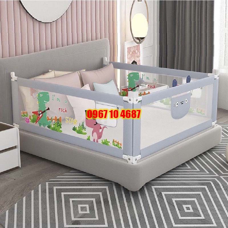 Thanh chắn giường V-BABY KHỦNG LONG 2022 - Chặn giường cho bé dạng trượt cao tối đa 90cm