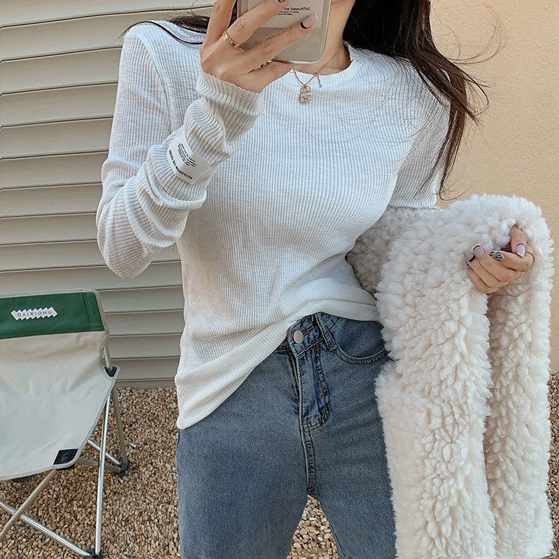 Áo Thun Dài Tay Thiết Kế Mới Dày Dặn Thời Trang Theo Phong Cách Hàn Quốc Cho Nữ