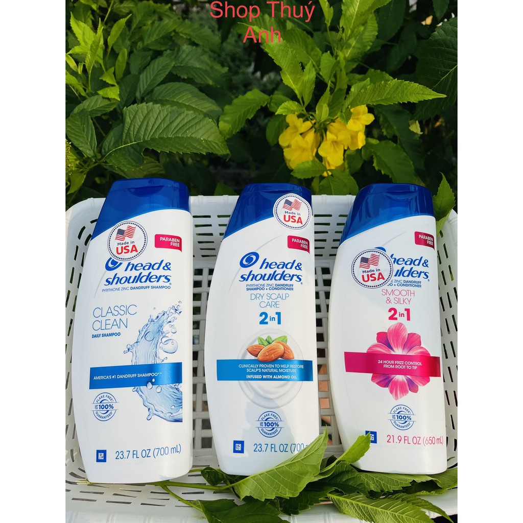 Dầu gội Head & Shoulders Hạnh nhân/Siêu Mượt/Classic Clean 700 ml của Mỹ (Mẫu mới, Hạn sử dụng 09 / 2022)