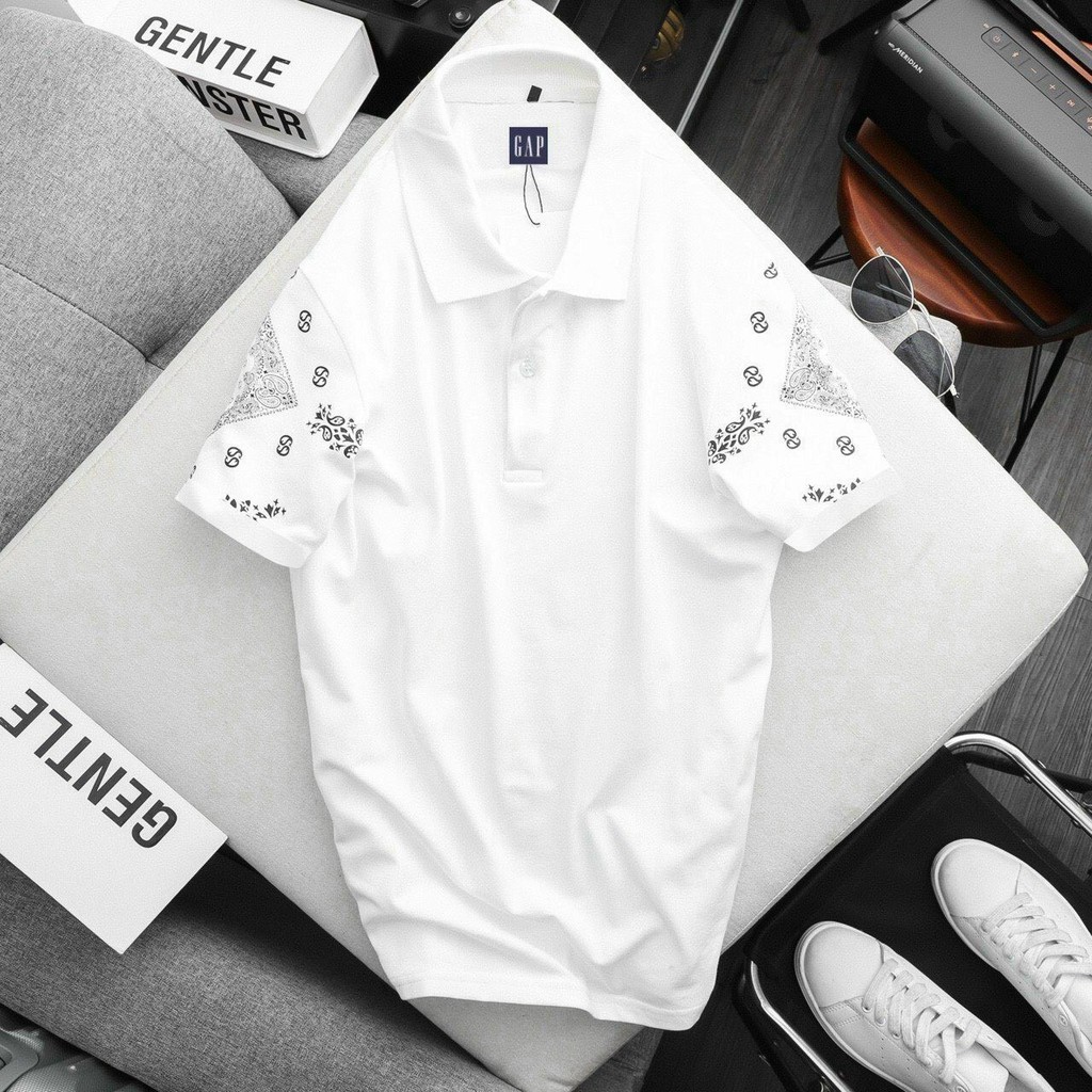 (Size lớn > 100kg) Áo polo nam họa tiết trên tay áo GAP011 2M - Cotton cá sấu, form suông basic cực kỳ sang trọng | BigBuy360 - bigbuy360.vn