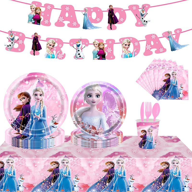 Bộ Cốc Giấy In Hình Công Chúa Disney Và Elsa Anna Trang Trí Tiệc Sinh Nhật Cho Bé