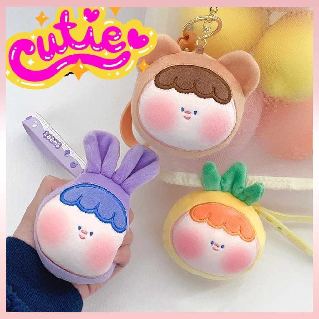 Móc Khóa Bông Mặt Bé Ú Siêu Dễ Thương. Móc Khóa Balo Cute Nhiều Hình Cho Nữ