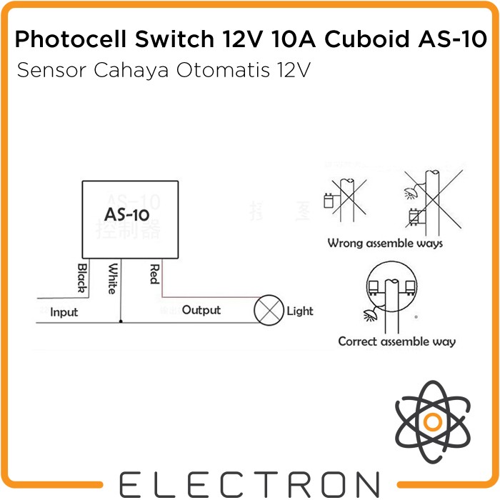 Công Tắc Cảm Biến Ánh Sáng 12v 10a Cuboid As-10 Dc