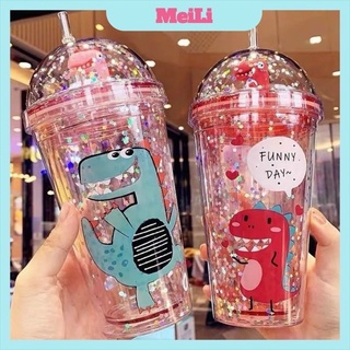 Ly giữ nhiệt pha lê 2 lớp cách nhiệt hình khủng long, mèo kitty doreamon ... siêu xinh