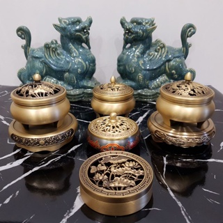 Lư đồng xông trầm đốt trầm hương trạm khắc họa tiết phong thủy