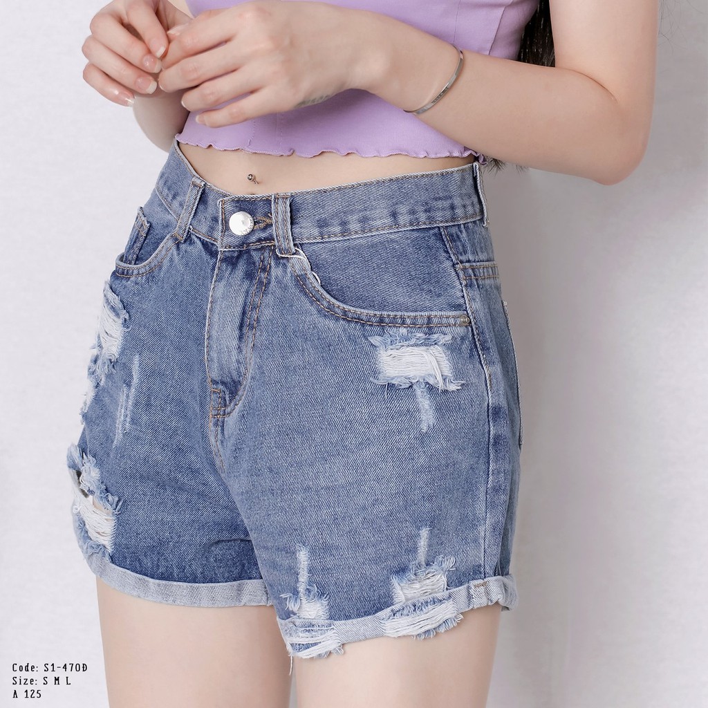 Quần short jean nữ màu xanh TiQi Jeans S1-470 | BigBuy360 - bigbuy360.vn