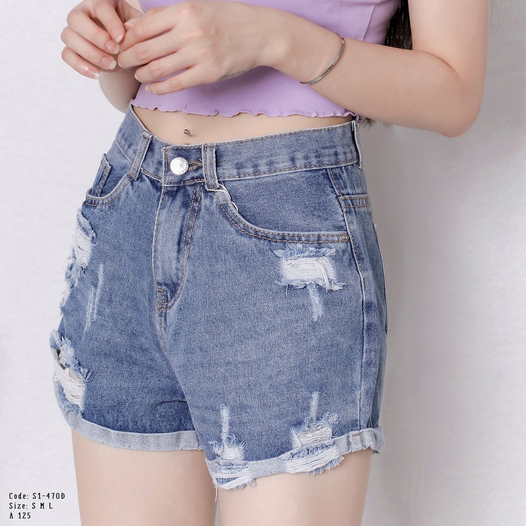 Quần short jean nữ màu xanh TiQi Jeans S1-470