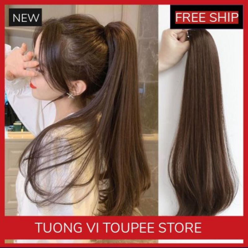 Tóc Giả Ngoặm Kẹp Cúp 50cm Tơ Cao Cấp Dày Đẹp